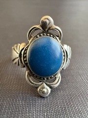 Vintage 925 Sterling Silver Southwestern Blue Gemstone Ring Size 8.75 US