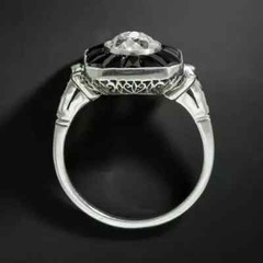 Art Deco Style Lab Created Diamond Fancy Party Wear Ring I14k White Gold Finish