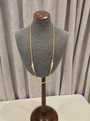 Vintage 1970’s/ 1980’s NOS Richelieu Faux Pearl Necklace Gold-Tone Chunky Chain