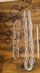 Vintage Estate Jewelry Lot 5 Strand Rice Pearl Necklace Paparazzi Leather Pouch