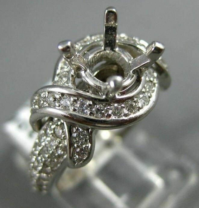 ESTATE WIDE 1.03CT DIAMOND 14KT WHITE GOLD 3D SEMI MOUNT ENGAGEMENT RING #3056