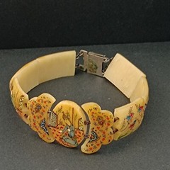 Persian Storyteller Bracelet Hand Painted Panels People Birds Unique Design Rare