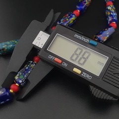 Vintage Venetian Midnight Mosaic Trade Glass Bead Necklace 24in 6.2–20.1mm