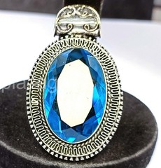 113.35 Ct Natural Blue Topaz Pendant Oval Cut 925 Sterling Silver EGL Gems 5ARM
