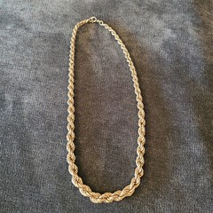 Vtg Sterling Graduated Rope Twist necklace 16.5″ 20.5 gm Italy