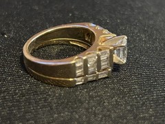Vintage 1 Piece 14k Gold Diamond Wedding Band/Engagement Ring Sz 6 Custom Design