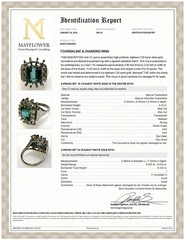 STUNNING Custom vintage 18k white gold Indicolite Tourmaline and Diamond Ring