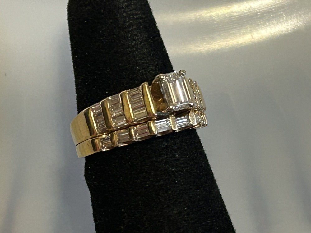 Vintage 1 Piece 14k Gold Diamond Wedding Band/Engagement Ring Sz 6 Custom Design