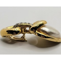 Vintage NOS Vogue Bijoux Heart Clip On Earrings Faux Pearl Crystal Estate Italy