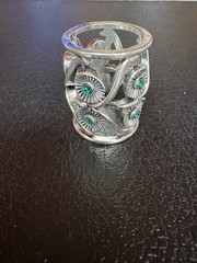 Vintage Silver Tone Scarf Ring With Owl Cutouts