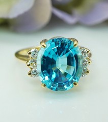 Vintage Topaz Diamond Ring 18K Gold Cocktail Designer Signed
