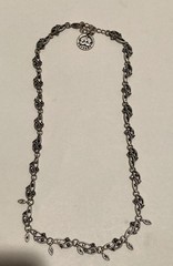 Crown Trifari Antique Silver Tone Marcasite Dainty Leaf Petal Chain 16″ Necklace