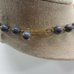 Vintage Western Germany Necklace Triangles Gray Gold Tone 15 Inch