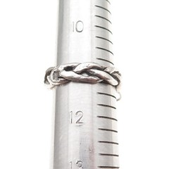 925 Sterling Silver Antique Art Deco Woven Oxidized Ring Size 11.25