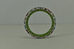 Asian Dainty White Enameled Bangle With Beautiful Flowers Good Quality