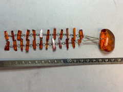Vintage Baltic Amber Necklace Brooch Pendant 2in1 17.2g 35.5mm Cognac USSR Latvi