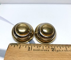 Vintage Lanvin Paris Couture Clip Earrings 2 Tone Gold Silver Stepped Dome Shape