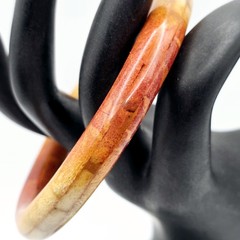 Vintage Natural Apple Sponge Coral Segment Bangle Bracelet Orange Red