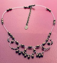Robert Rose Choker Necklace Wired Bronze Metallic Beads Dainty Chic Minimalist