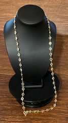 Vtg. Swarovski Clear Crystal Station Necklace 34” Gold Tone 9mm No Clasp Tag