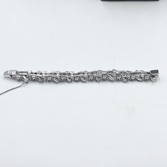 Vintage Weiss Aurora Borealis Rhinestone Bracelet Silver Tone Safety Chain 7in