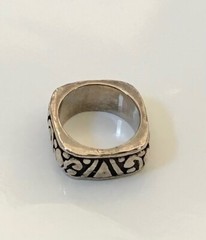 VTG Sterling Silver “Square” Shape Ring with Designs..Size 5-3/4