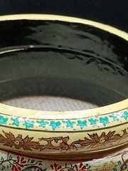 Vintage Kashmiri Bangle Bracelet Set 3 Hand Painted Wood Pulp Bird Floral 8.5″
