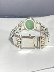 Vintage Heavy Exex Claudia Agudelo Sterling Woven Turquoise Bracelet 6.25″-6.5″