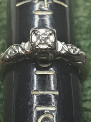 14k White Gold Designer Solitaire Diamond Ring 3 Diamond 2.3Gram Sz 5