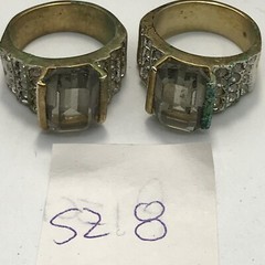 Vintage Gold Plated Smokey Grey Aust & Clear Crystals Unique Ring varied sizes