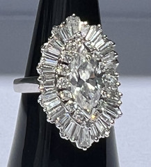 Vintage Platinum 3.30CTW Marquise Diamond Ring Pendant Estate VS1 SI1