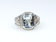 Antique Solid Silver Men’s Signet Ring Natural 5.50 ct Aquamarine Blue, 59