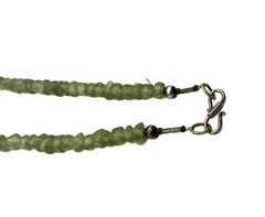 Vintage Chunky Green Prehnite Beaded Chip Nugget Necklace Handmade 18″ Choker