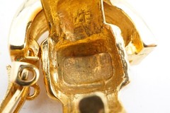 Vintage Clip On Earrings Gold Tone Signed