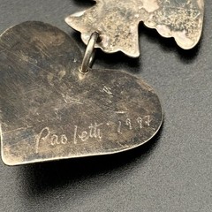 Vintage Paoletti Bird Love Heart Mixed Metals Silver Tac Pin