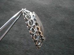 Petoskey Stone Fossil in Ornate Mount Vintage Oval Silvertone Pendant 12.8g