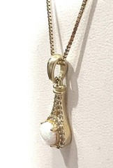 AGI Vtg Opal Necklace Pave CZ 925 Vermeil Sterling Gold 18” Box Chain Ex Cond