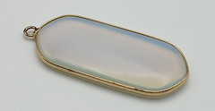 Vintage Gold Tone Opalite Pendant 1.75″
