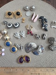 Lot of 19 Pair of Beautiful Vintage & Silver-toned CLIP-ON Earrings