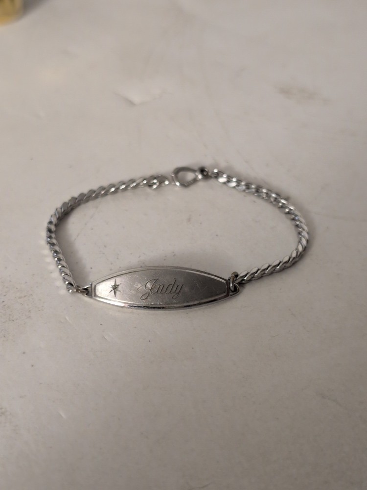 Vintage Speidel Silver Tone ID Name Bracelet Judy