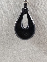 Beautiful Vintage Murano Glass Tear Drop Pendant Necklace – Purple & Black Italy