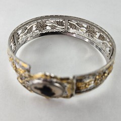 Art Deco Bangle Filigree Design with Mose Agate 1933 J.J. White Mfg. [7911]