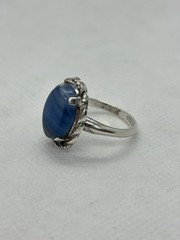 Vintage Clark & Coombs Sterling Silver Blue Lace Agate Statement Ring Size 6.5