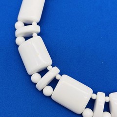 Vintage Monet Necklace Chunky White Lucite Choker 16″