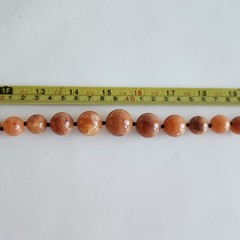 Peach Marbled Bead Necklace Statement Graduated Strand 30”