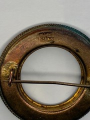Vintage Micro Mosiac Glass Round Brooch Italy