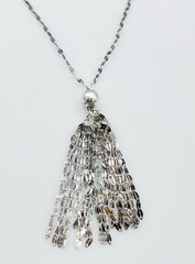 Vintage 925 Italy Sterling Silver Chain Tassel Necklace 32 in