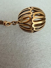 Vintage 12K Gold Filled Mesh Cord Bracelet Orb Cage Pendant F.C. Co.