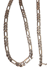 Vintage Classic Retro Style Chain Figaro Link Necklace Silver Tone Metal 22″ GUC
