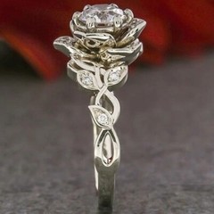 Art Deco 2Ct Lab Created Diamond Flower Solitaire Engagement Ring 925 Silver